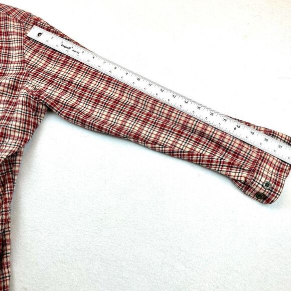 Cabelas Red and Cream Plaid Cotton Button‎ Up Flannel Women’s L - Picture 10 of 10